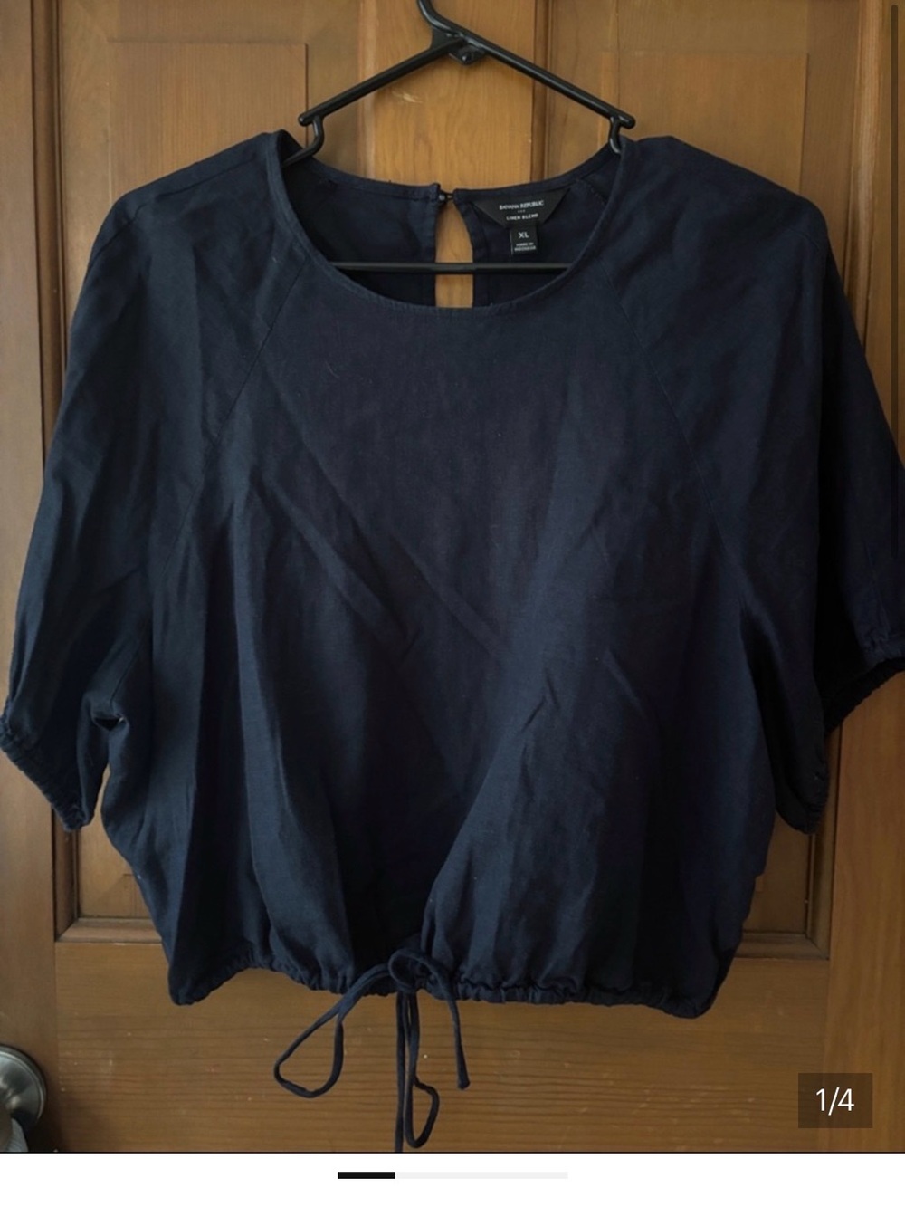 NWT Banana Republic Navy Drawstring Hem Short Sleeve Crop Top - Picture 5 of 5